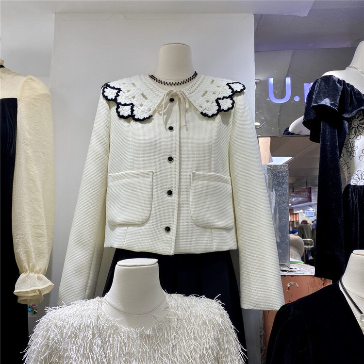 Autumn is new! [U.ME] Elegant small fragrance short coat (with detachable collar) 68117# HJY