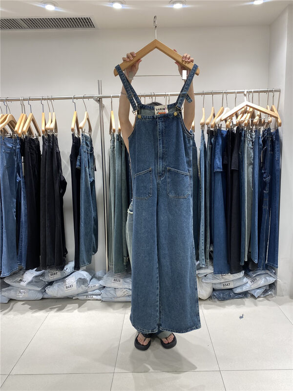 New in autumn! [JEANS] Age-reducing Korean straight denim overalls N871# LSW