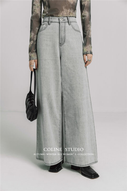 New in early autumn! [COLINE] wide-leg design slim jeans C2388# HYY