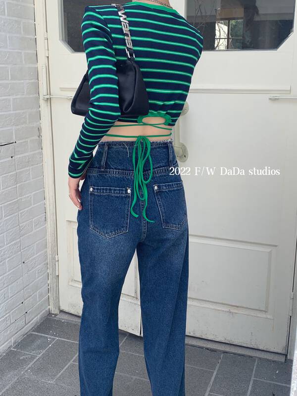 New in early autumn! [DADA] Striped fashion all-match long-sleeved T-shirt 6683# ZXL