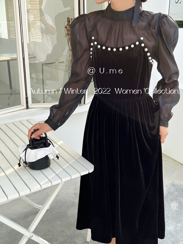 Autumn is new!【U.ME】Elegant gold silk suspender dress (only sells skirts) 58028# HJY