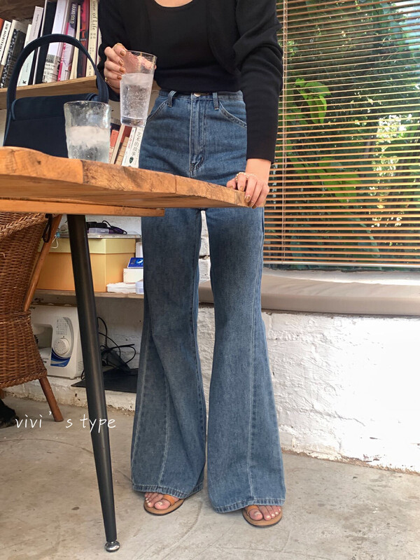New in early autumn! [VIVIS TYPE] Korean style stitched wide-leg jeans 9395# HJY
