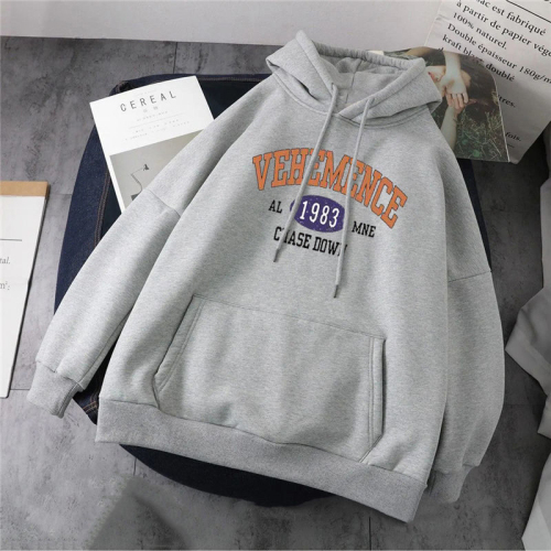 Official map thin / double-layer hooded fleece thickened autumn and winter new hooded sweater women's Korean version of BF loose top