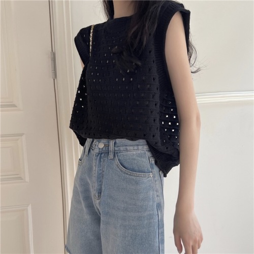 Fashion casual sleeveless vest women's new 2022 summer all-match hollow Western-style vest sweet and spicy outer top