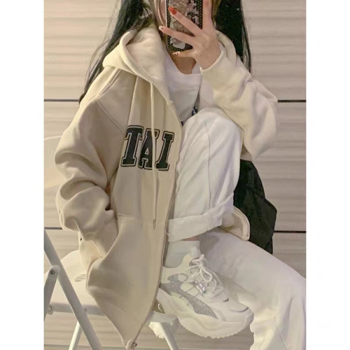 Official picture 65/35 fish scale high-quality sweater women's hooded autumn and winter thin student cardigan jacket