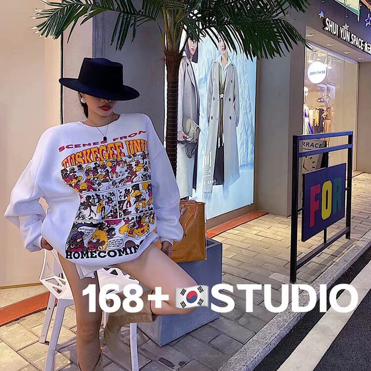 New in autumn! [East ROOM] Front and rear printed pullover loose sweater 90013# WTT