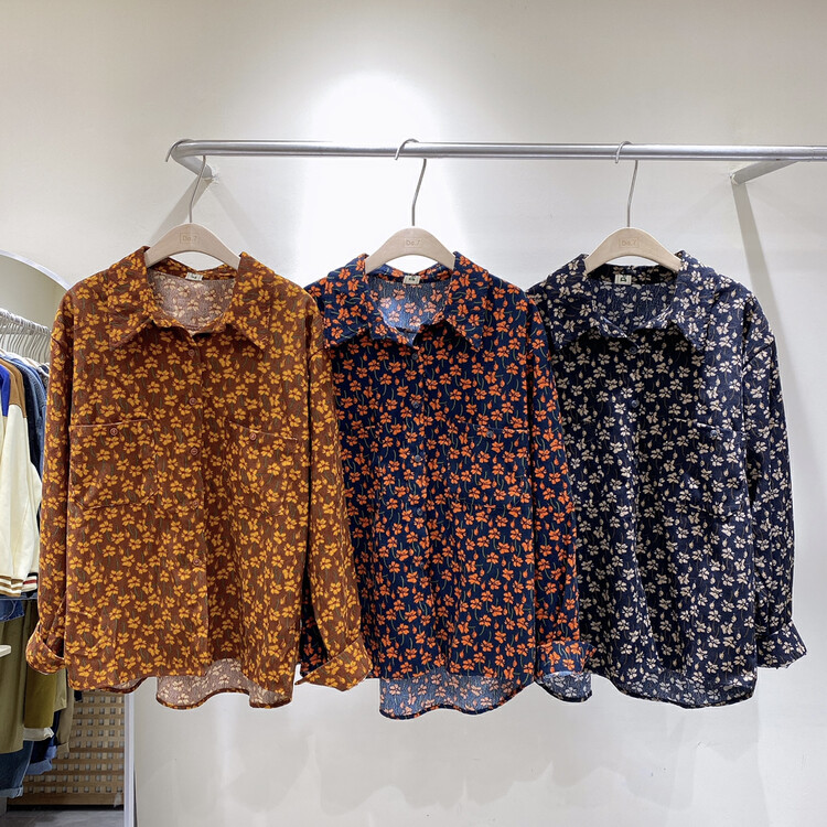 Autumn is new! [DA.7] Corduroy Flower Shirt 3218# LSL