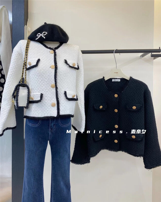 Autumn is new! [MAINICESS] Xiaoxiang style all-match color matching long-sleeved short coat (only short coats are sold) 66518# CLS