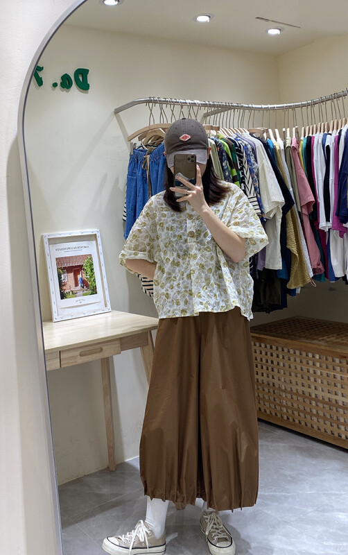 [DA.7] Japanese hollow flower design lantern sleeve shirt YS1-2688# LSL