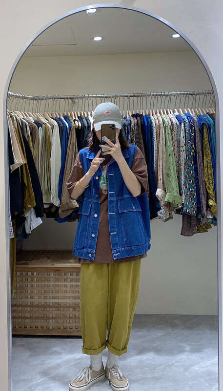 New in early autumn! [DA.7] Japanese simple denim vest (single vest) 3131# LSL