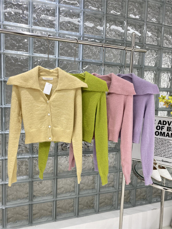 CXDHH [Strict Selection-Growing Grass into Trees] Korean Version Large Lapel Warm Sweater XC21-15166-A# JHY