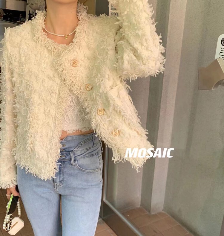 New in early autumn! [REMAIN] round neck single-breasted fashion short coat 226181# XYJ
