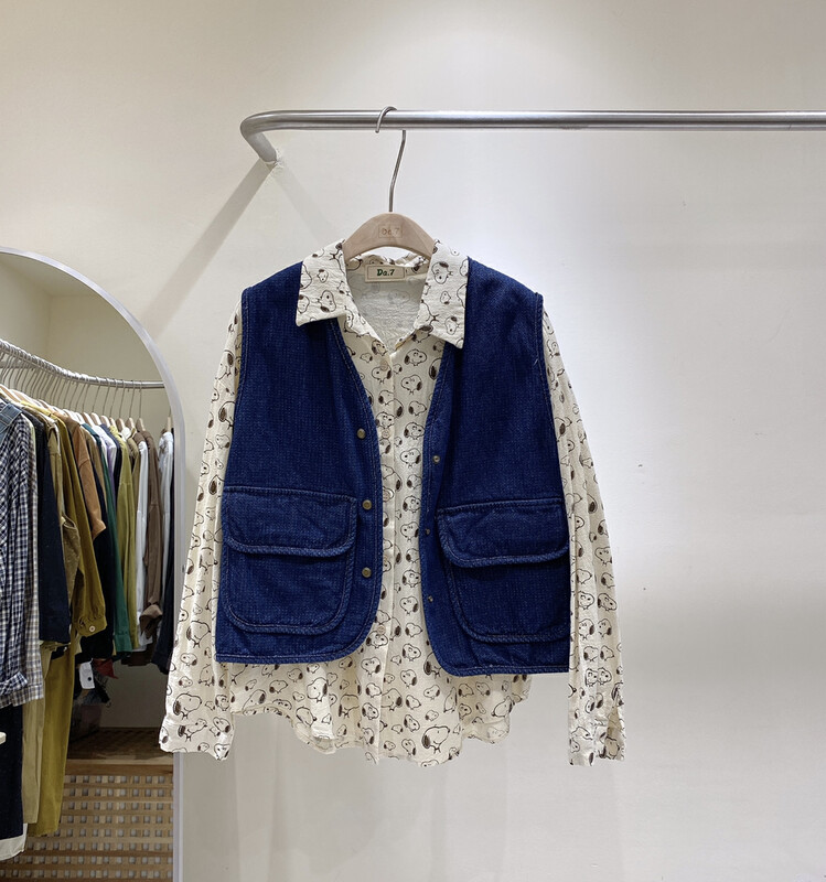 New in autumn! [DA.7] Solid color casual denim breasted vest (without inner strap) 3185# LSL