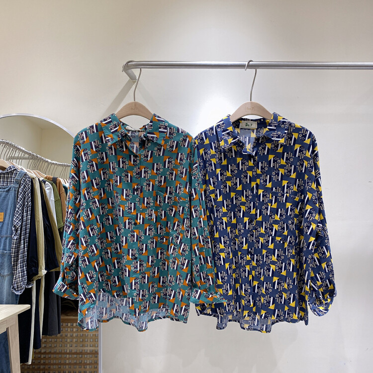 New in early autumn! [DA.7] Japanese teenage geometric shirt 3178# LSL