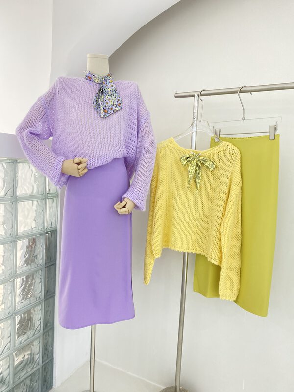 CXDHH [Strict Selection-Growing Grass to Become Trees] Korean Version Solid Color Versatile Warm Sweater (with Silk Scarf) XC21-15156-A# JHY