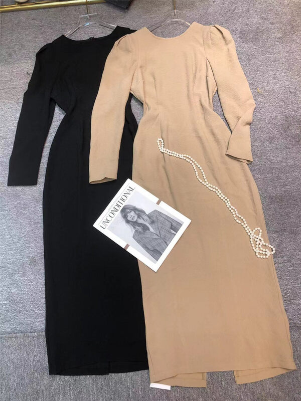 New in autumn! [Xiye] Thin round neck puff sleeve dress A5998# JJ