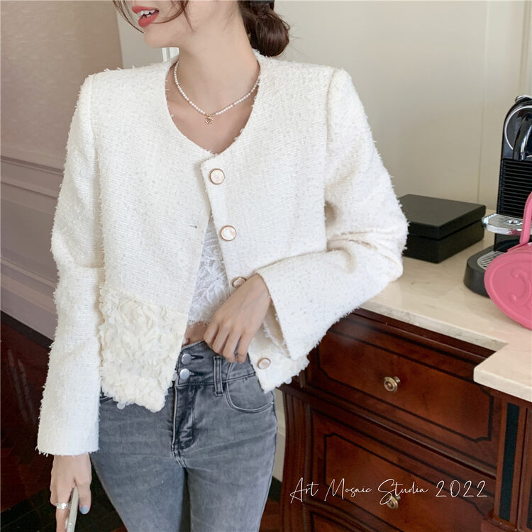 New in early autumn! [REMAIN] Xiaoxiang style fashion round neck short coat 225044# XYJ
