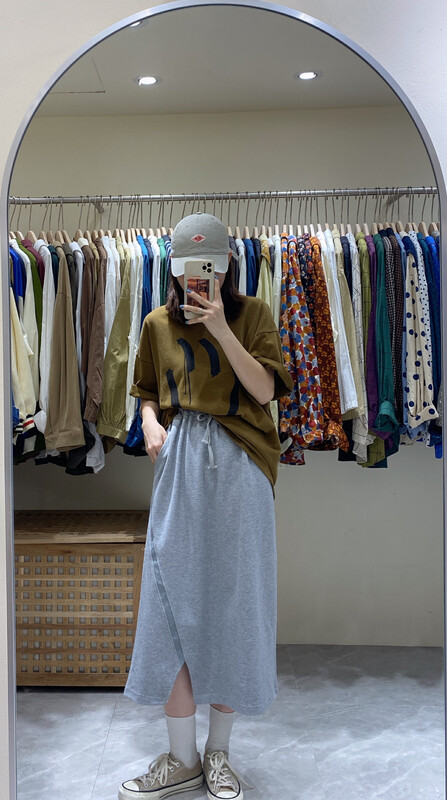 New in autumn! [DA.7] stitching elastic waist tie all-match skirt 6157-# LSL