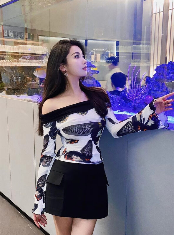Autumn is new! [Xiye] Fashionable slim butterfly shirt 6006# JJ