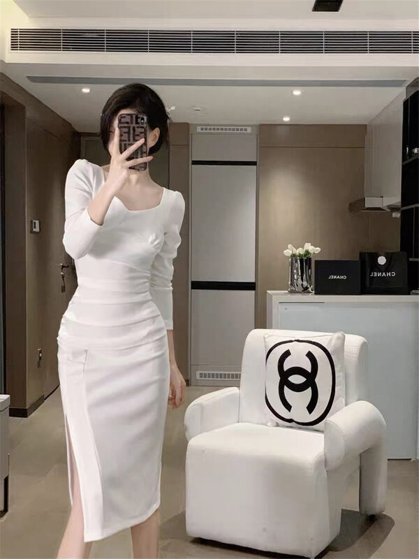 New in autumn! [Xiye] Sexy slim slit dress 6001# JJ