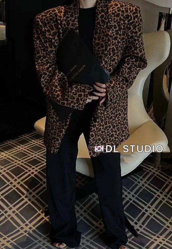 New in autumn! [DL] leopard print Korean button suit 8998# WTT
