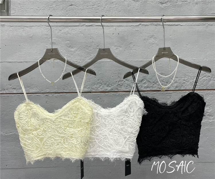 【MOSAIC】Little Woman Jacquard Texture Short Vest/Sling (Without Necklace) T221051# CQW