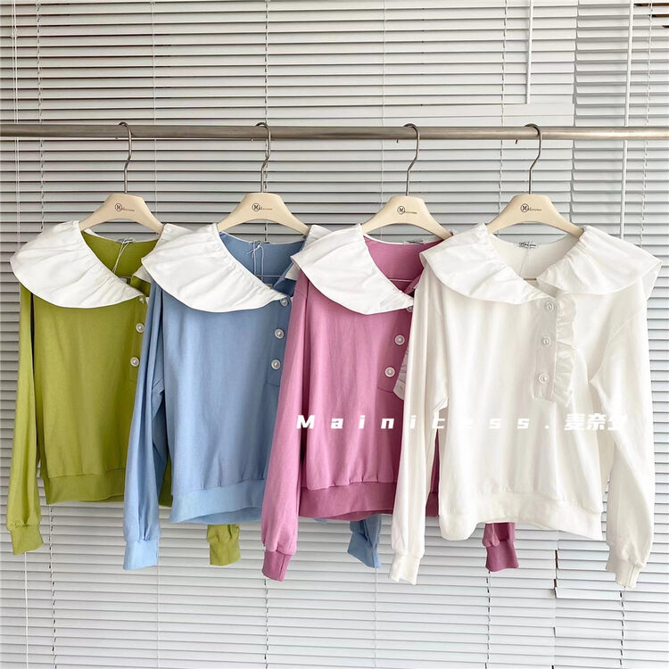 New in autumn!【MAINICES】Contrast color big lapel all-match thin shirt 3592# CLS
