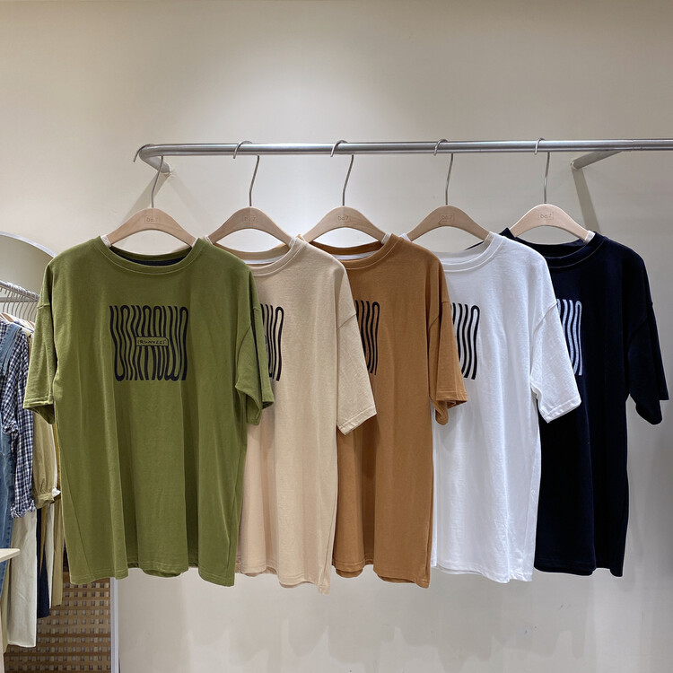 【DA.7】Barcode brushed loose short-sleeved T-shirt 3112-1# LSL