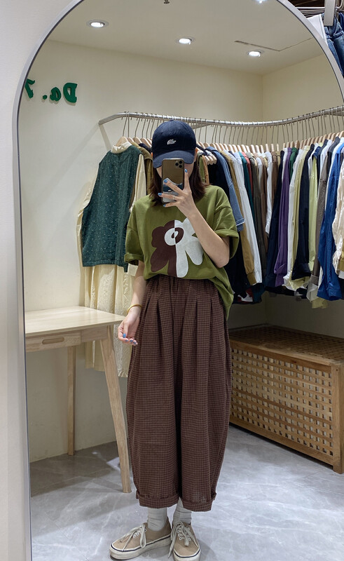 New in early autumn! [DA.7] Japanese elastic waist plaid casual pants 6108# LSL