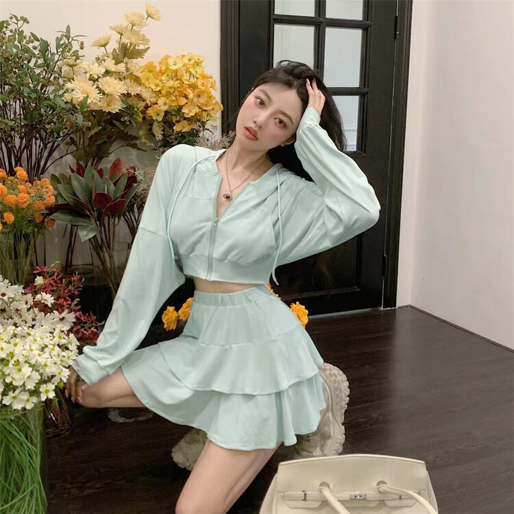 Autumn is new! [Clothing] Korean version of long-sleeved T-shirt + high-waisted slim skirt suit 1266# PCZ