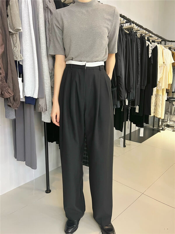 New in autumn! [ZICCI] color matching straight wide-leg trousers 106759# XYJ