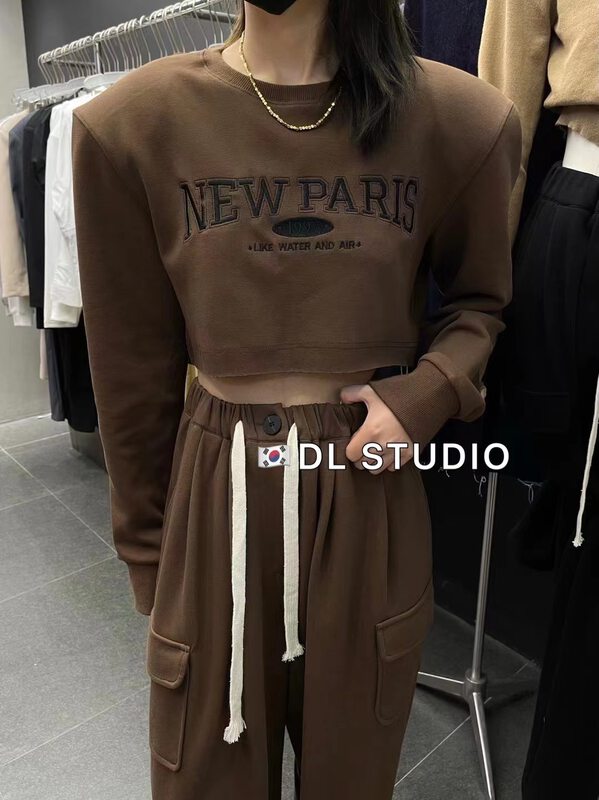 New in autumn! [DL] letter embroidery pullover long-sleeved T-shirt 9177# WTT