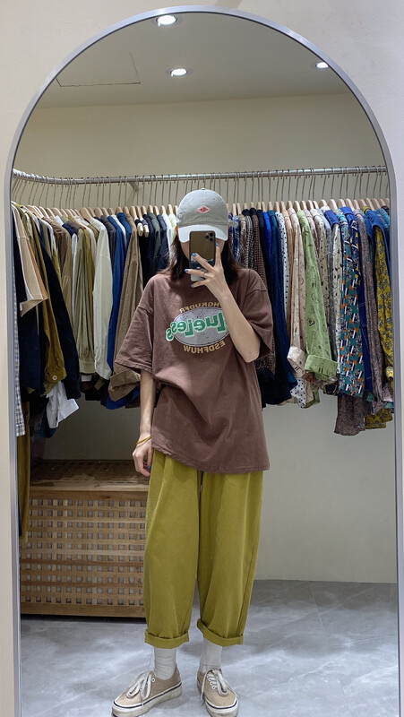 [DA.7] Letter brushed loose short-sleeved T-shirt 3157-1# LSL