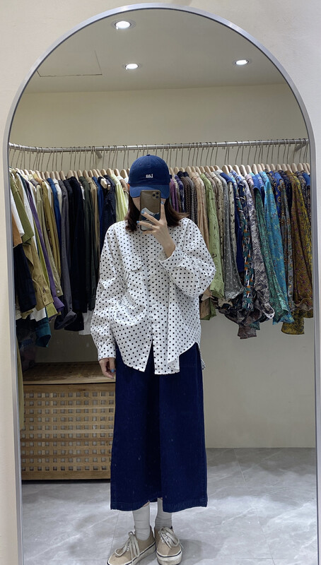 New in early autumn! [DA.7] Polka dot Korean buttoned shirt 3180# LSL
