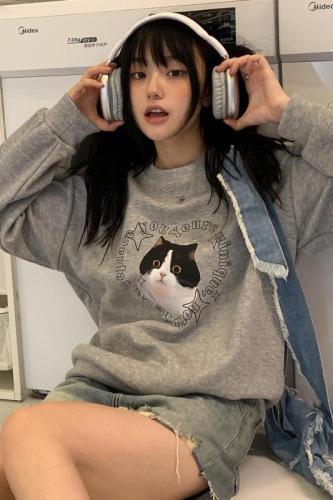 Real shot Korean version sweater all-match age-reducing casual sweater women's loose round neck pullover top autumn and winter new