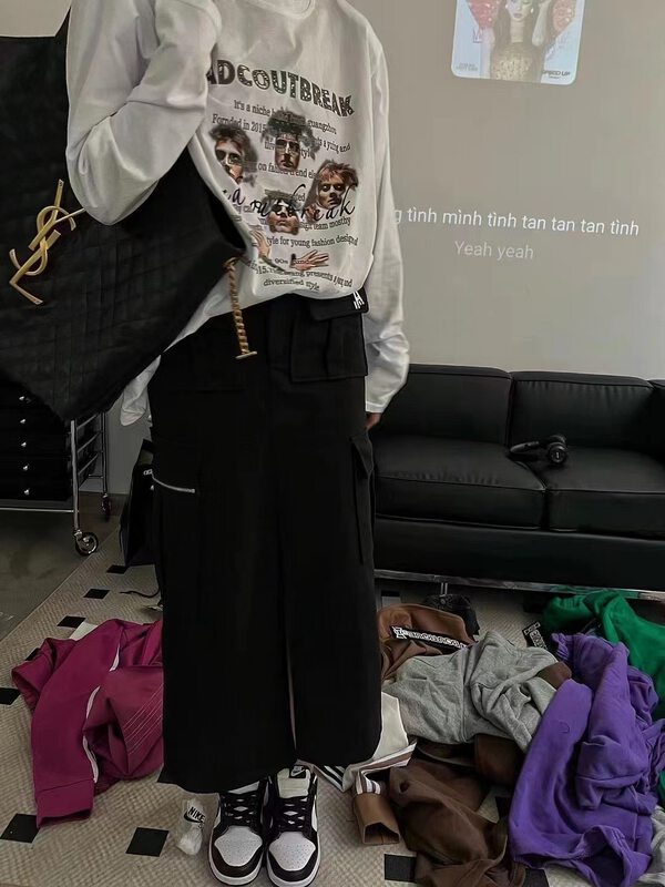 New in early autumn! [East ROOM] shoulder pad printing pullover loose long-sleeved T-shirt 9771# WTT