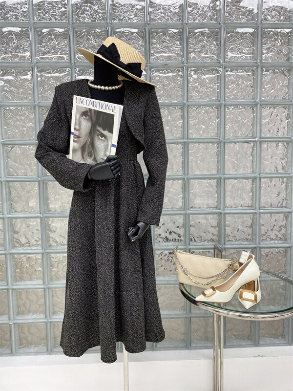 CXDHH [Strict Selection-Growing Grass into Trees] Korean Fashion Square Neck Dress + Short Jacket Suit XC16-18065-L# OZQ