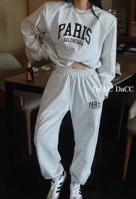 Autumn is new! [East ROOM] Letter Printed Sweater + Casual Versatile Pants Suit 90026# WTT