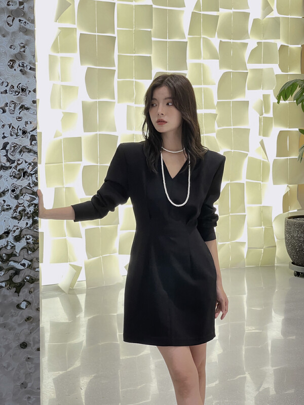 New in early autumn! [GL] Fashionable high-end V-neck dress C5048# JHY