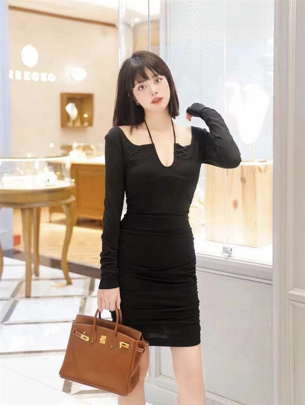 New in autumn! [Xiye] Thin and solid color age-reducing dress 6022# JJ