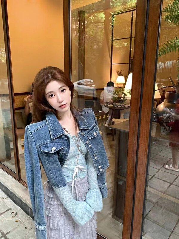 New in autumn! [Clothing] Fashionable and versatile short denim jacket (single denim jacket) 1298# PCZ