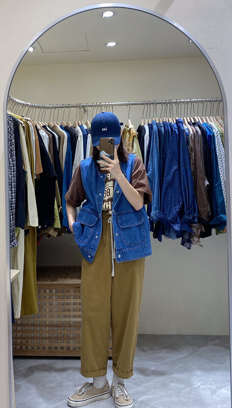 New in early autumn!【DA.7】Fashionable Korean version all-match round neck denim vest 3132-# LSL