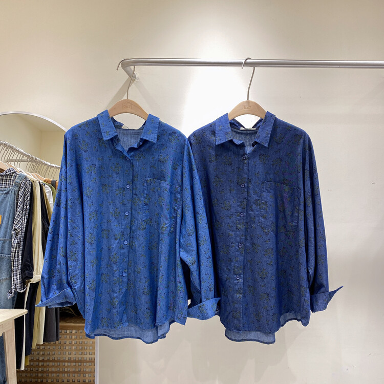 New in early autumn! [DA.7] Korean version of the small flower denim shirt 3129# LSL
