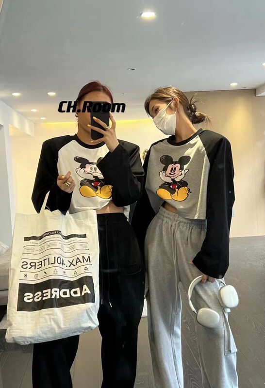 New in autumn! [DL] printed Mickey Korean long-sleeved T-shirt 9095# WTT
