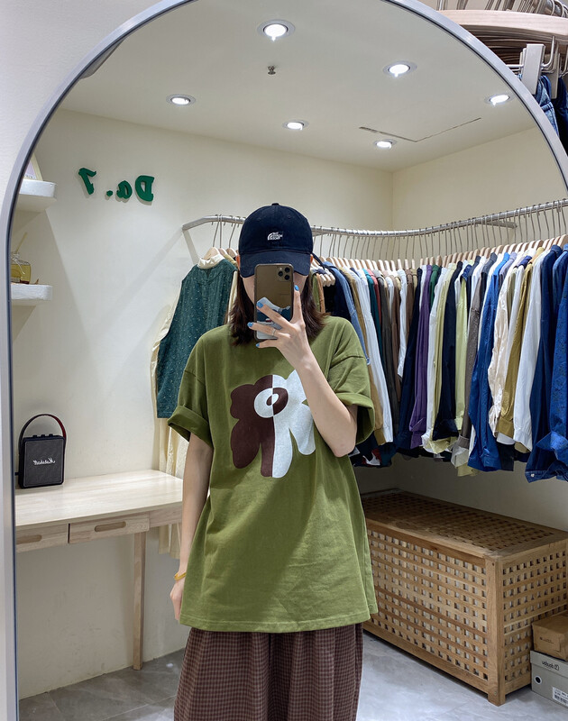 【DA.7】Flower brushed loose short-sleeved T-shirt 3113-1# LSL