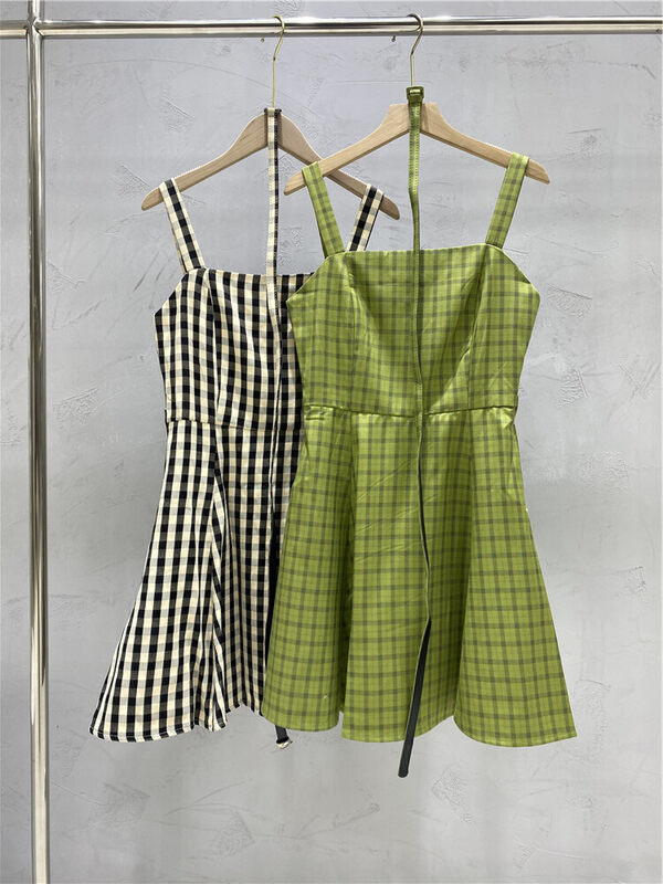 New in early autumn! [Strict selection - planting grass into a tree] sling floral temperament plaid dress (with belt) YS1-XC21-19182-F# CL