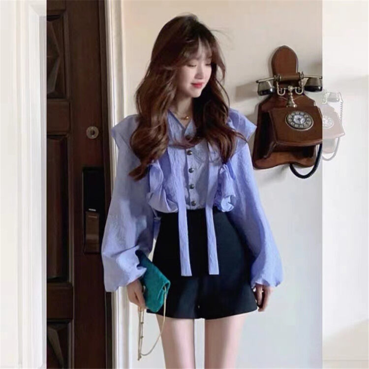 New in autumn! [Clothing] Sweet shirt with ruffles and lace (only shirts are sold) 1309# PCZ