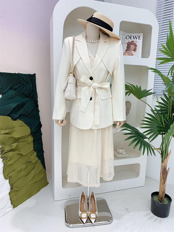 CXDHH [Strict Selection-Growing Grass to Become a Tree] Korean Fashion Versatile Suit (with Belt) XC22-12315-R# OZQ