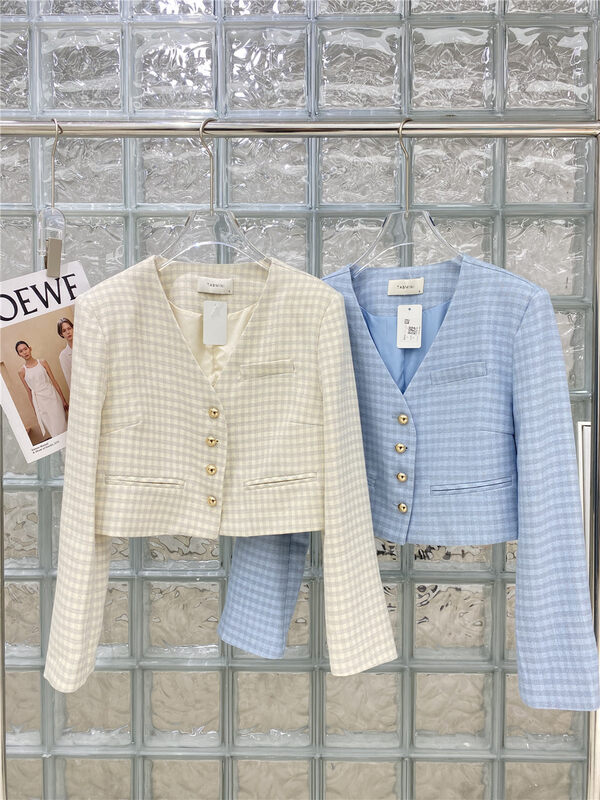 CXDHH [Strictly Selected-Growing Grass into Trees] V-neck Small Fragrance Temperament Short Jacket XC21-19011-J# JHY