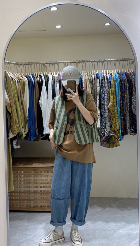 New in early autumn! [DA.7] Japanese striped breasted short vest (without inner strap) 3166# LSL